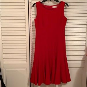 Calvin Klein red sleeveless dress flared Size 6